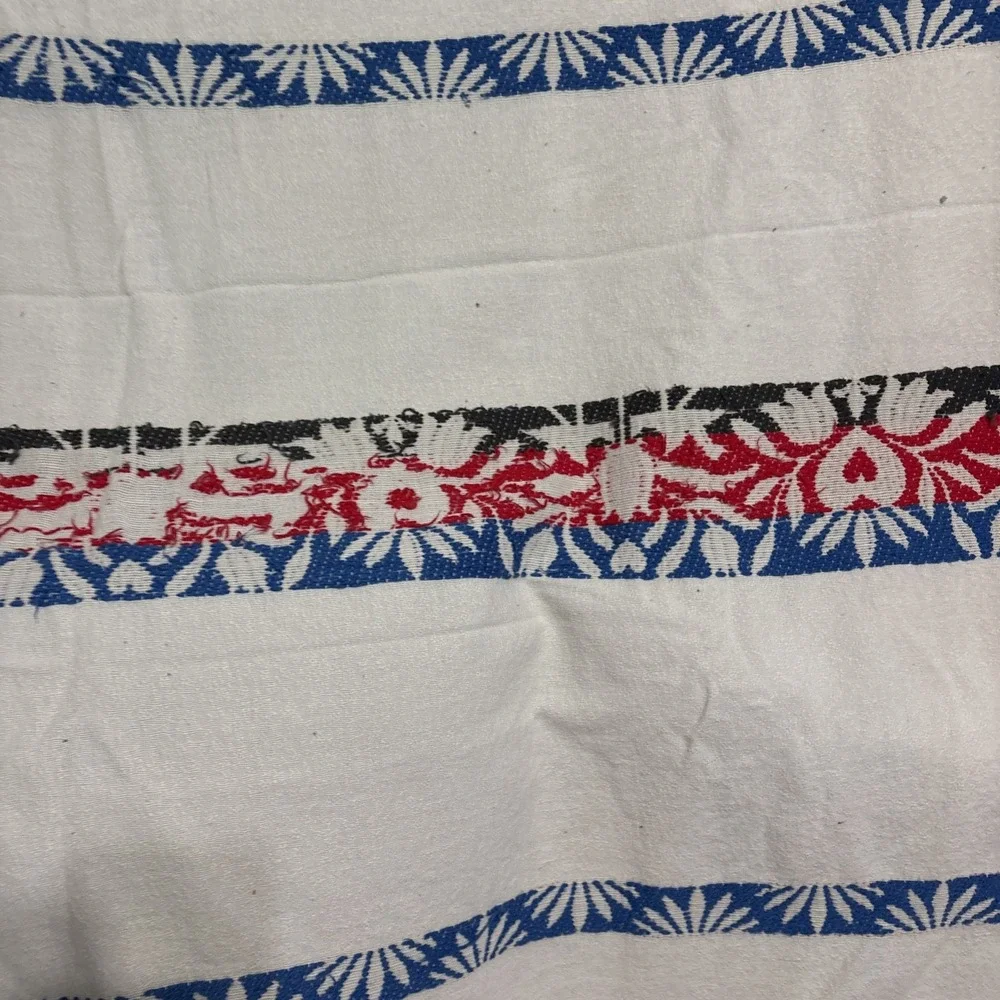 Vintage Embroidered Red White Blue King Size Bedspread 76